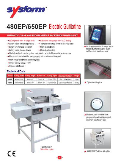 480EP & 650EP Electric Guillotines